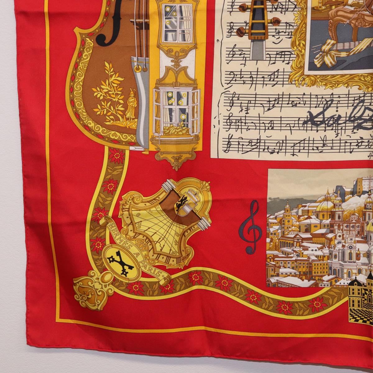 HERMES Carre 90 Scarf ""IN SALZBURG"" Silk Red Auth 185811