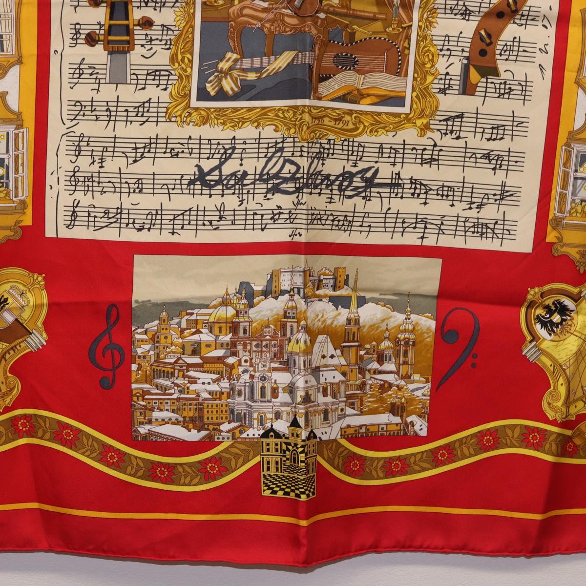 HERMES Carre 90 Scarf ""IN SALZBURG"" Silk Red Auth 185811