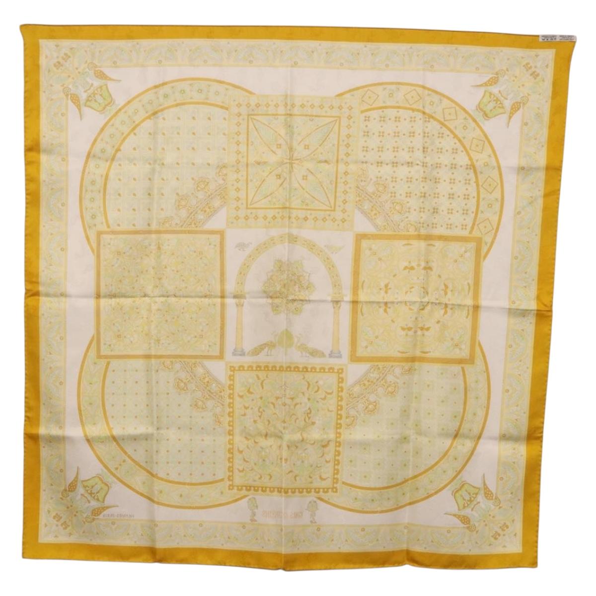 HERMES Carre 90 Scarf ""CIELS BYZANTINS"" Silk Yellow Auth 185812