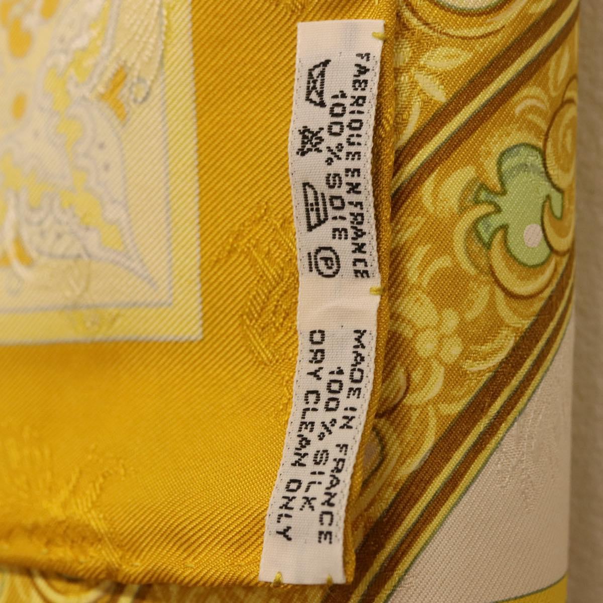 HERMES Carre 90 Scarf ""CIELS BYZANTINS"" Silk Yellow Auth 185812