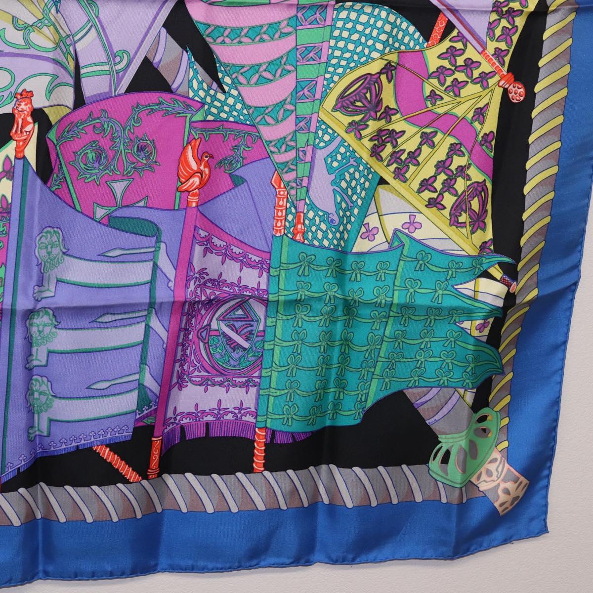 HERMES Carre 90 Scarf ""Etendards et Bonnieres"" Silk Purple Auth 185813M