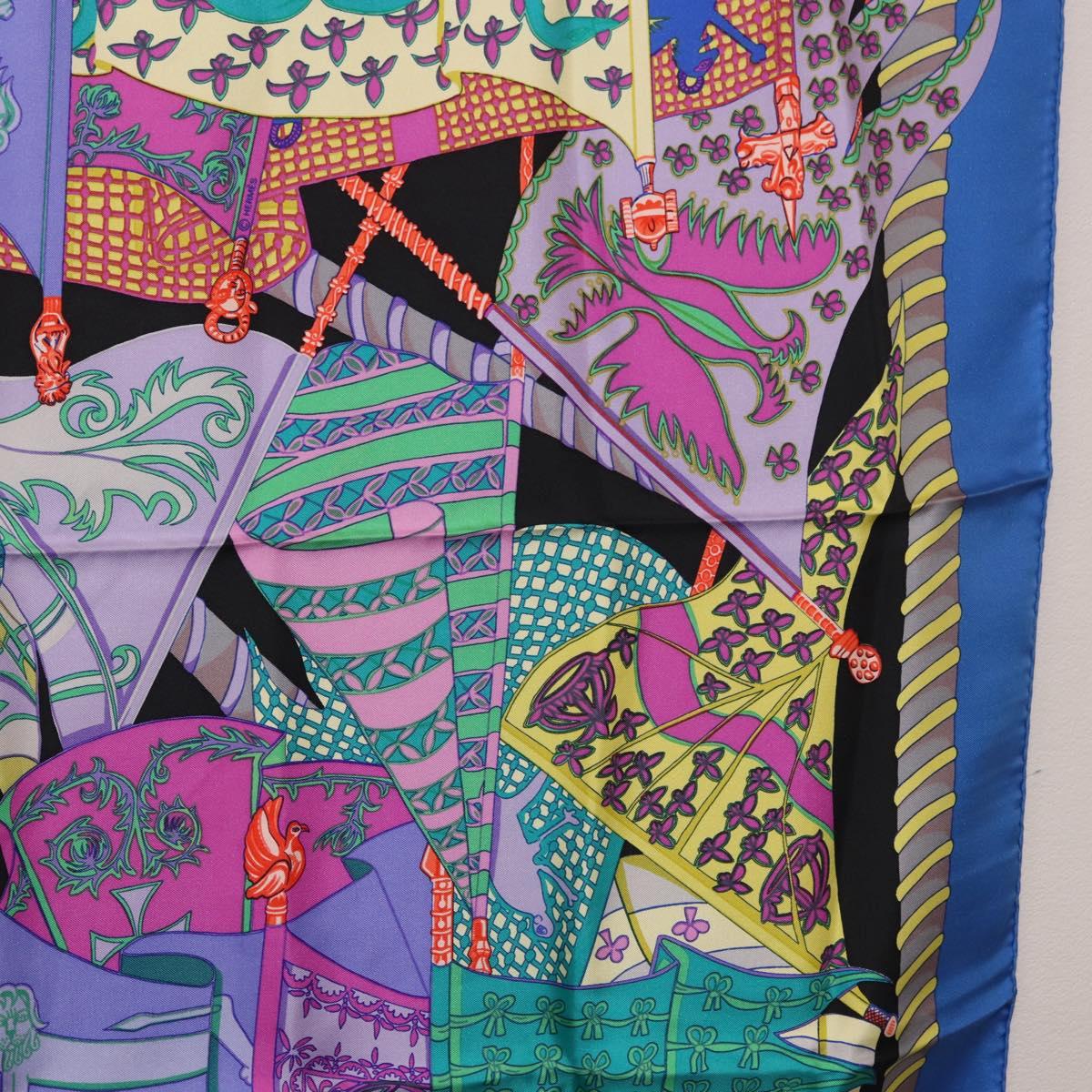 HERMES Carre 90 Scarf ""Etendards et Bonnieres"" Silk Purple Auth 185813M