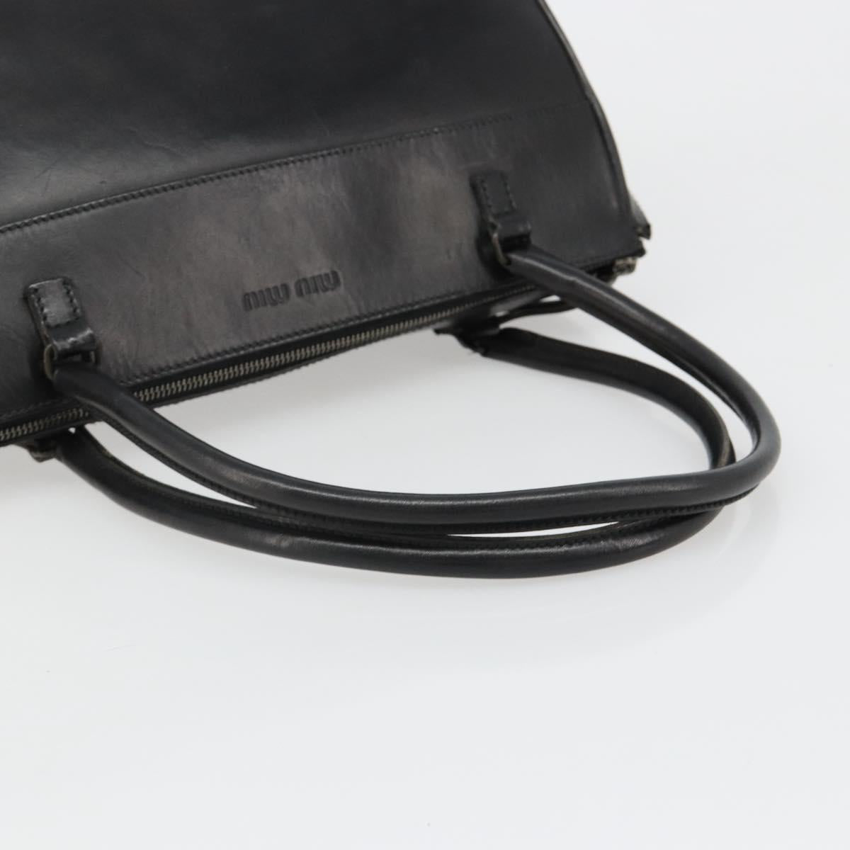 Miu Miu Hand Bag Leather Black Auth 185814A