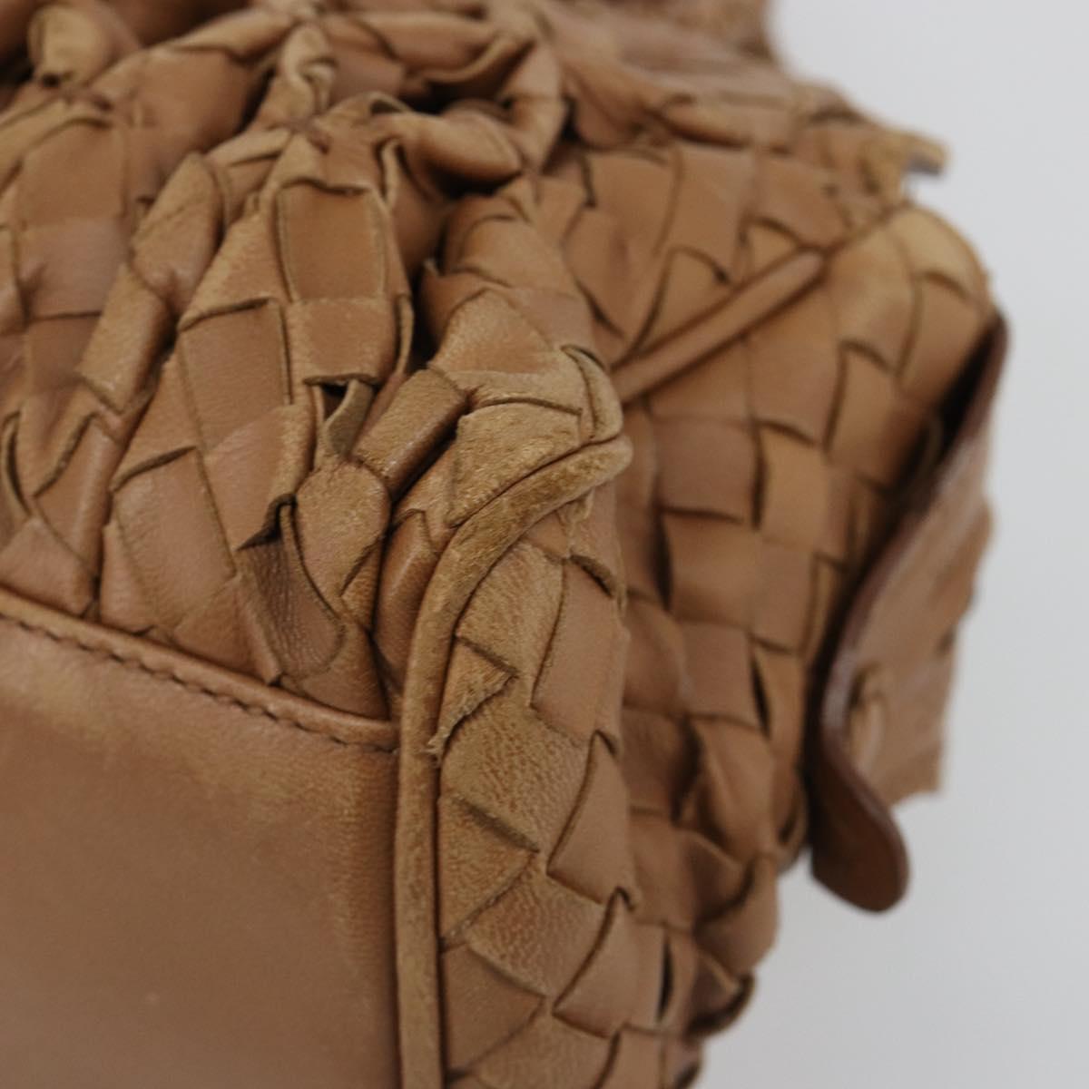 BOTTEGA VENETA INTRECCIATO Hand Bag Leather Brown Silver Auth 185815A