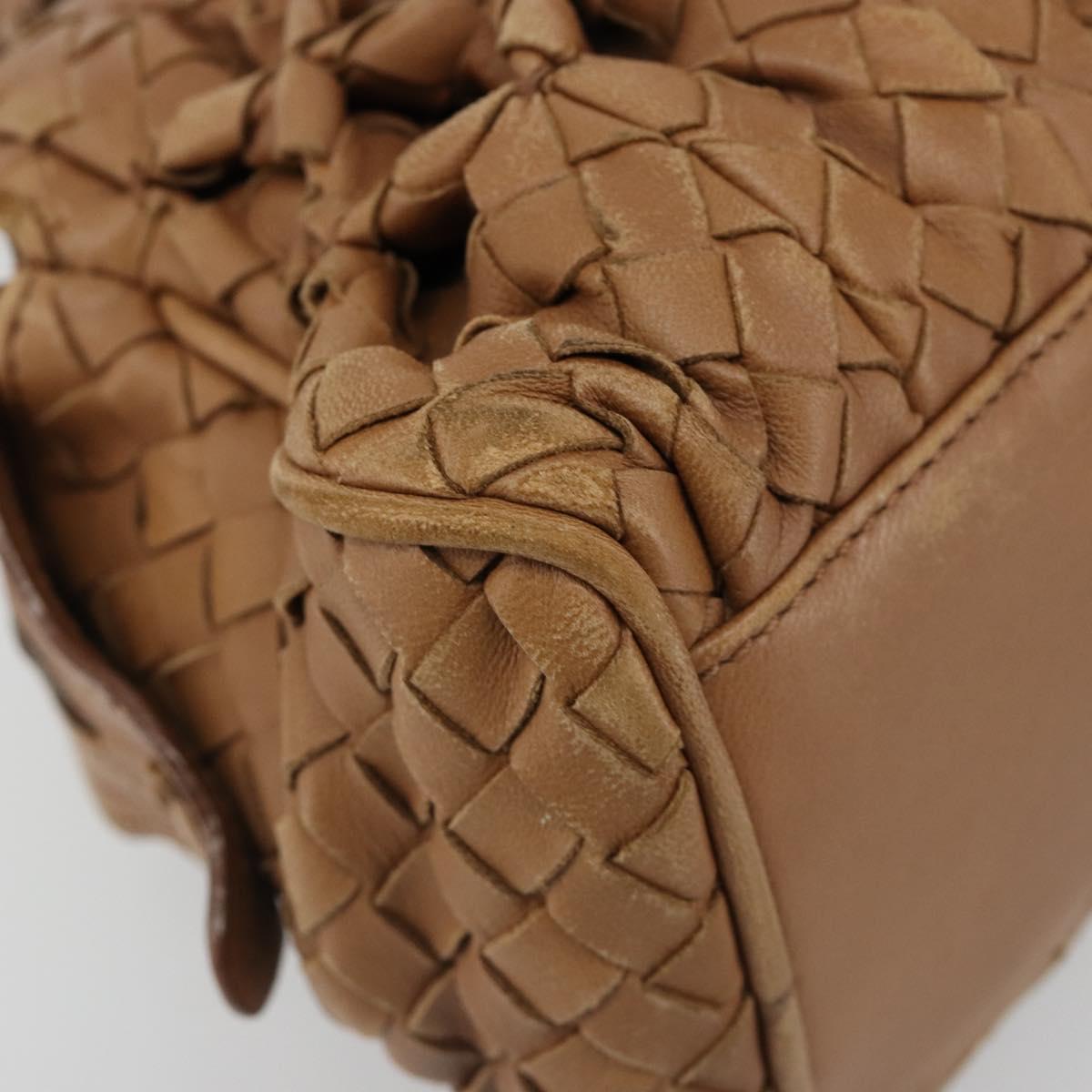 BOTTEGA VENETA INTRECCIATO Hand Bag Leather Brown Silver Auth 185815A