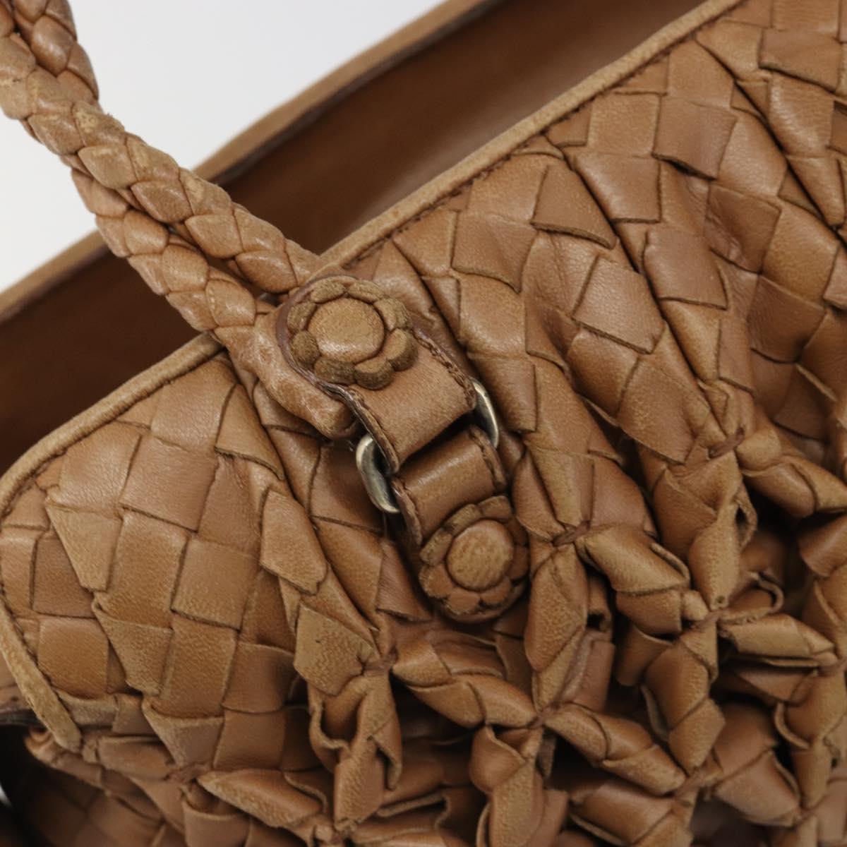 BOTTEGA VENETA INTRECCIATO Hand Bag Leather Brown Silver Auth 185815A
