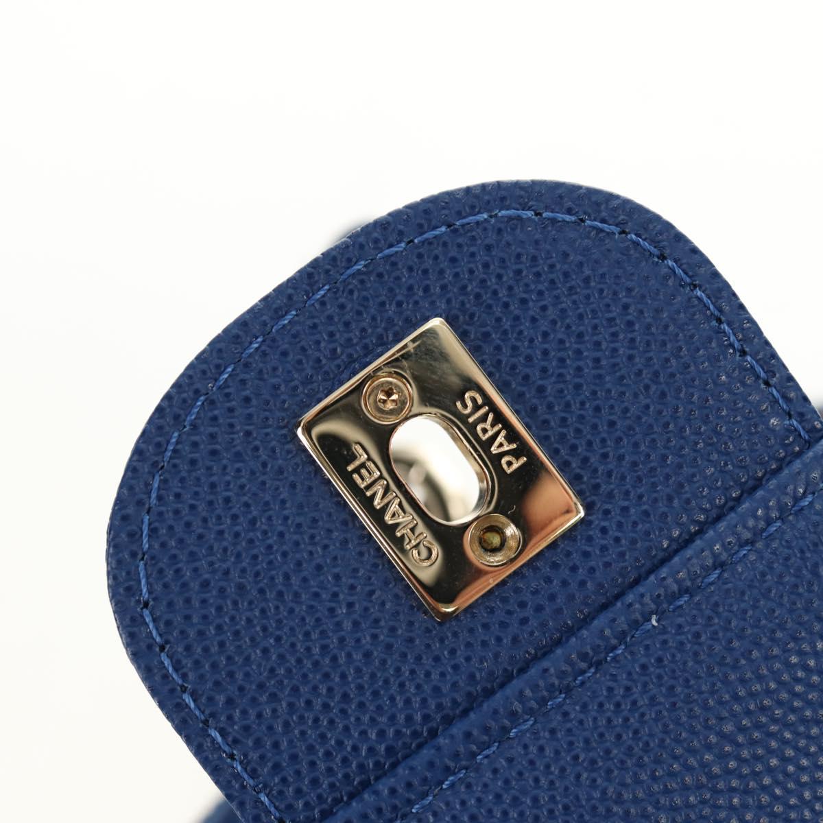 CHANEL Matelasse Chain Backpack Caviar Skin Blue Gold CC Auth 185816SM