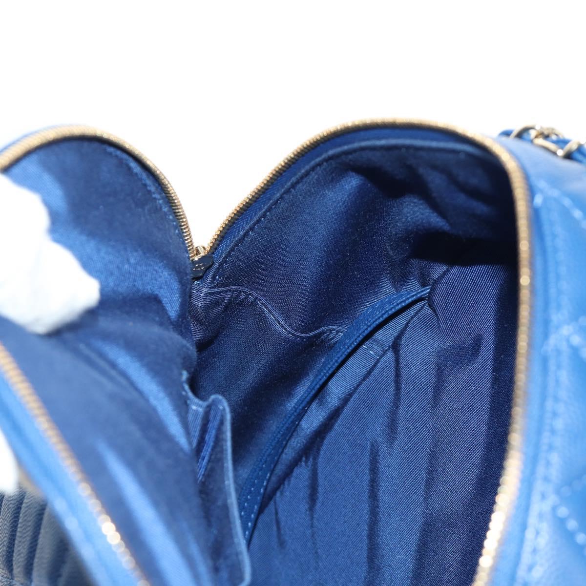 CHANEL Matelasse Chain Backpack Caviar Skin Blue Gold CC Auth 185816SM
