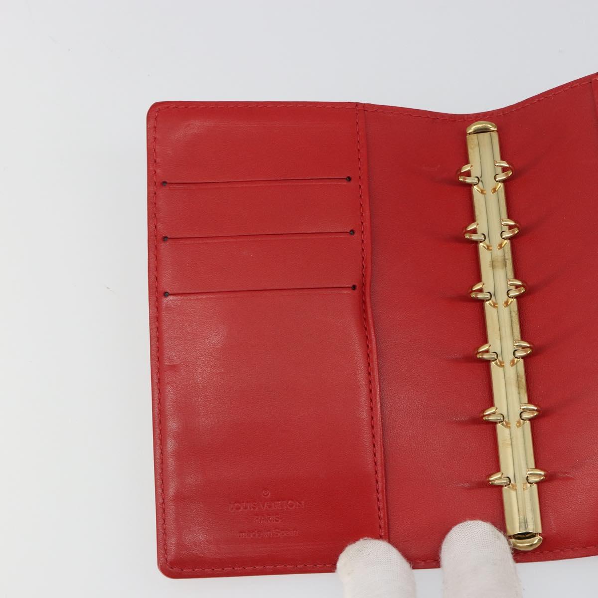 LOUIS VUITTON Vernis Agenda PM Day Planner Cover Red R21016 Auth 185818A