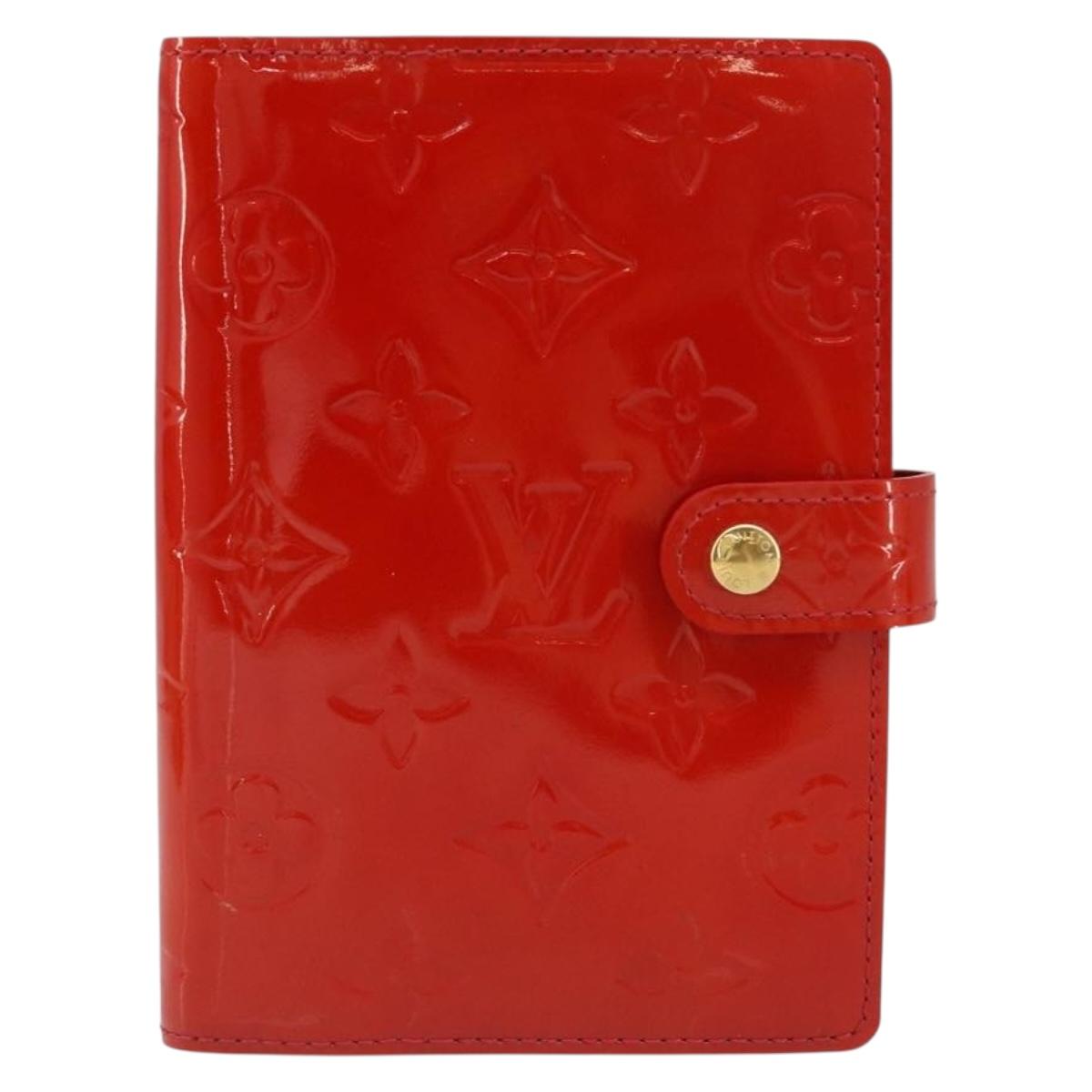 LOUIS VUITTON Vernis Agenda PM Day Planner Cover Red R21016 Auth 185818A