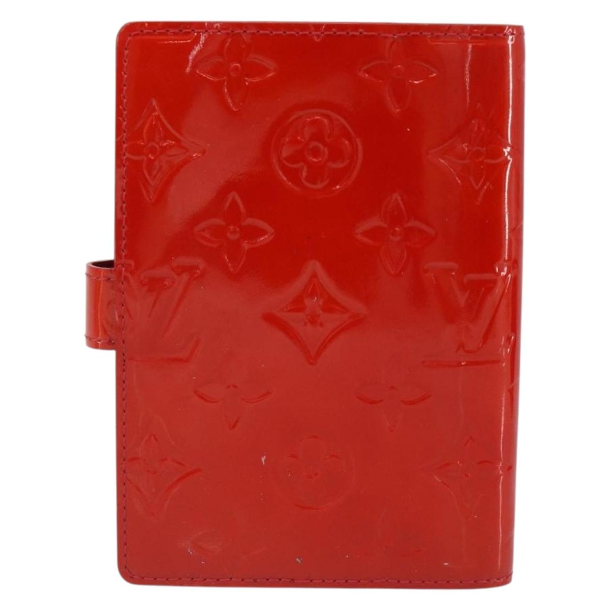 LOUIS VUITTON Vernis Agenda PM Day Planner Cover Red R21016 Auth 185818A