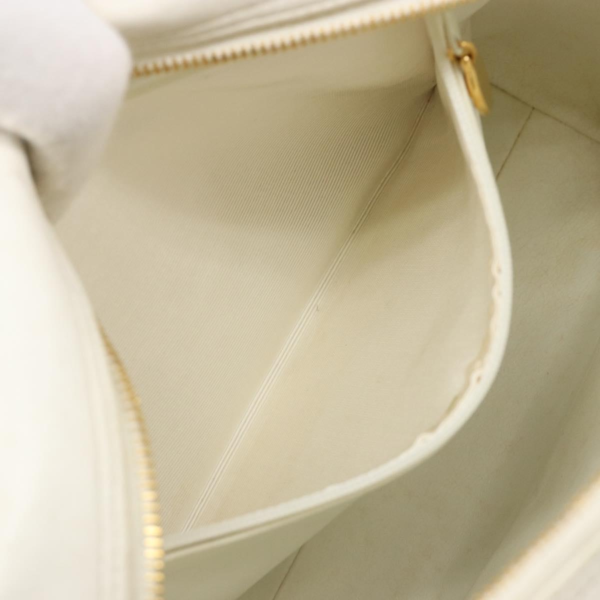 CHANEL Matelasse Hand Bag Canvas White Gold CC Auth 185821A