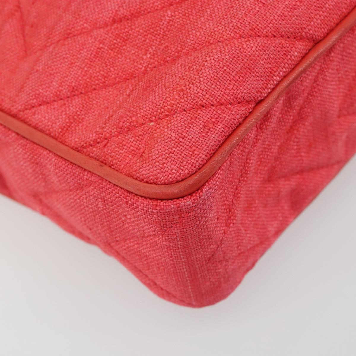 CHANEL Chain Shoulder Bag Canvas Red Gold CC Auth 185838A