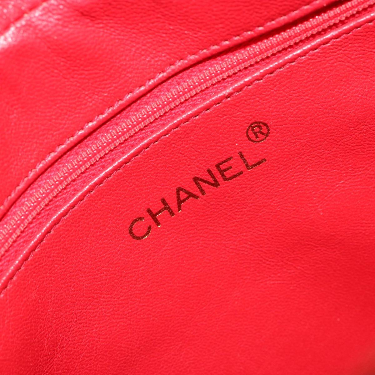 CHANEL Chain Shoulder Bag Canvas Red Gold CC Auth 185838A