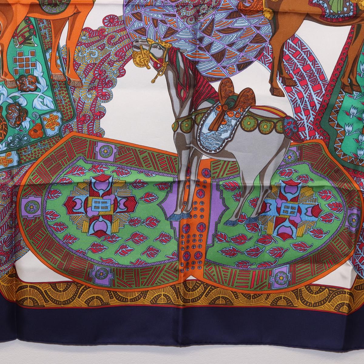 HERMES Carre 90 Scarf ""ART des STEPPES"" Silk Navy Auth 185839