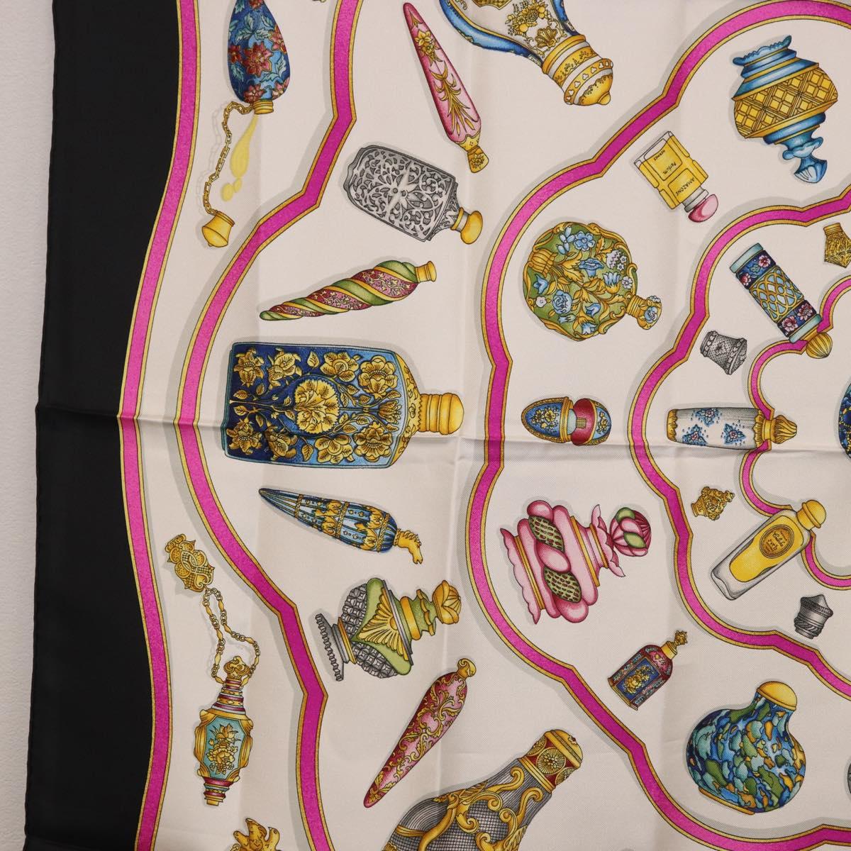 HERMES Carre 90 Scarf ""Pourvu qu'on oit l'ivresse..."" Silk Black Auth 185840