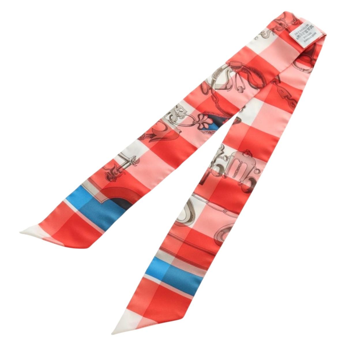 HERMES Twilly Scarf Silk Red Auth 185842M