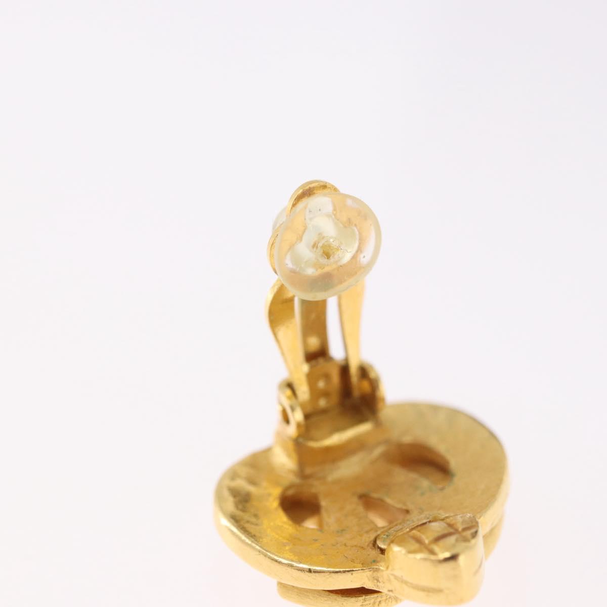 CHANEL Earring metal Gold CC Auth 185843M
