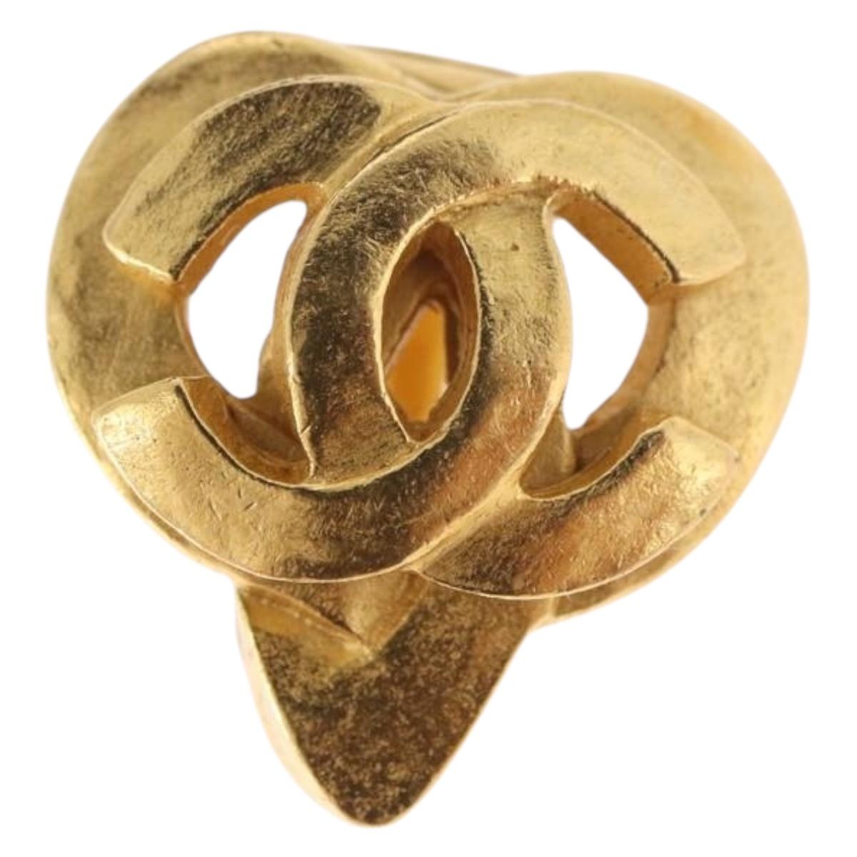 CHANEL Earring metal Gold CC Auth 185843M