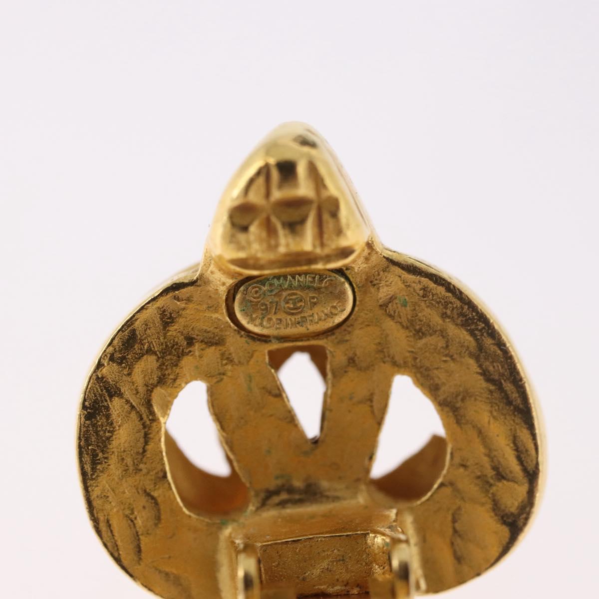CHANEL Earring metal Gold CC Auth 185843M