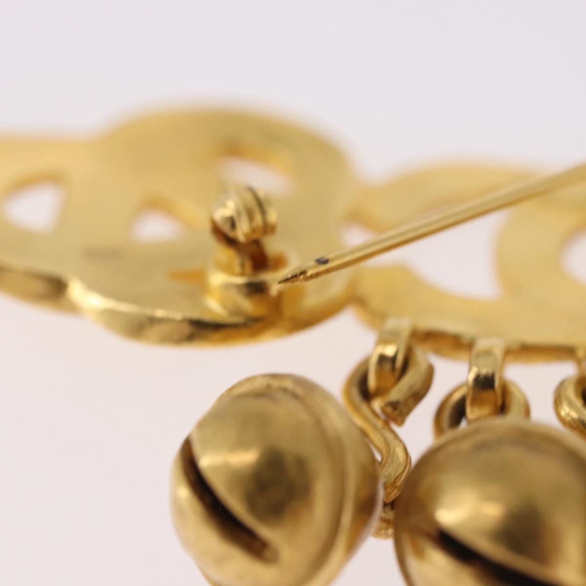 CHANEL Brooch metal Gold CC Auth 185844M