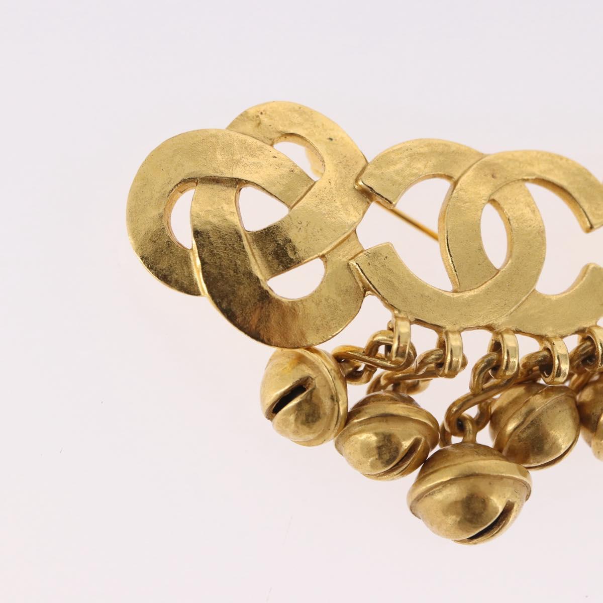 CHANEL Brooch metal Gold CC Auth 185844M