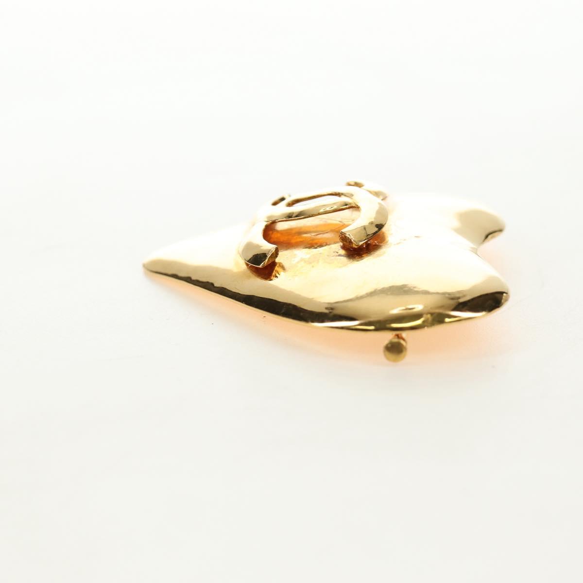 CHANEL Brooch metal Gold CC Auth 185845M