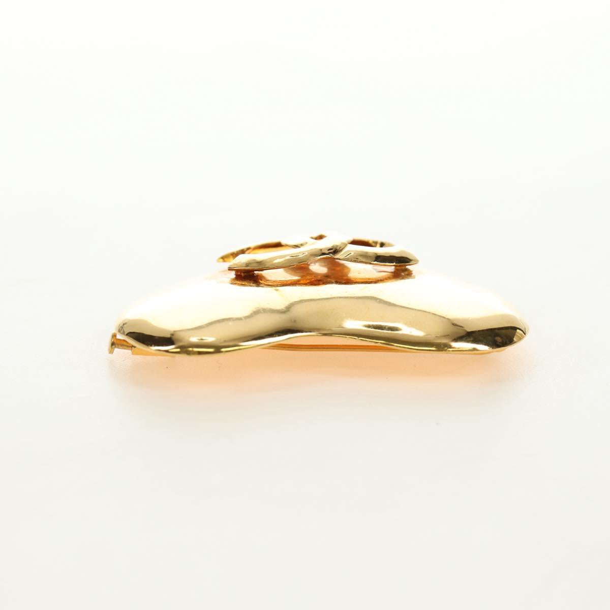 CHANEL Brooch metal Gold CC Auth 185845M