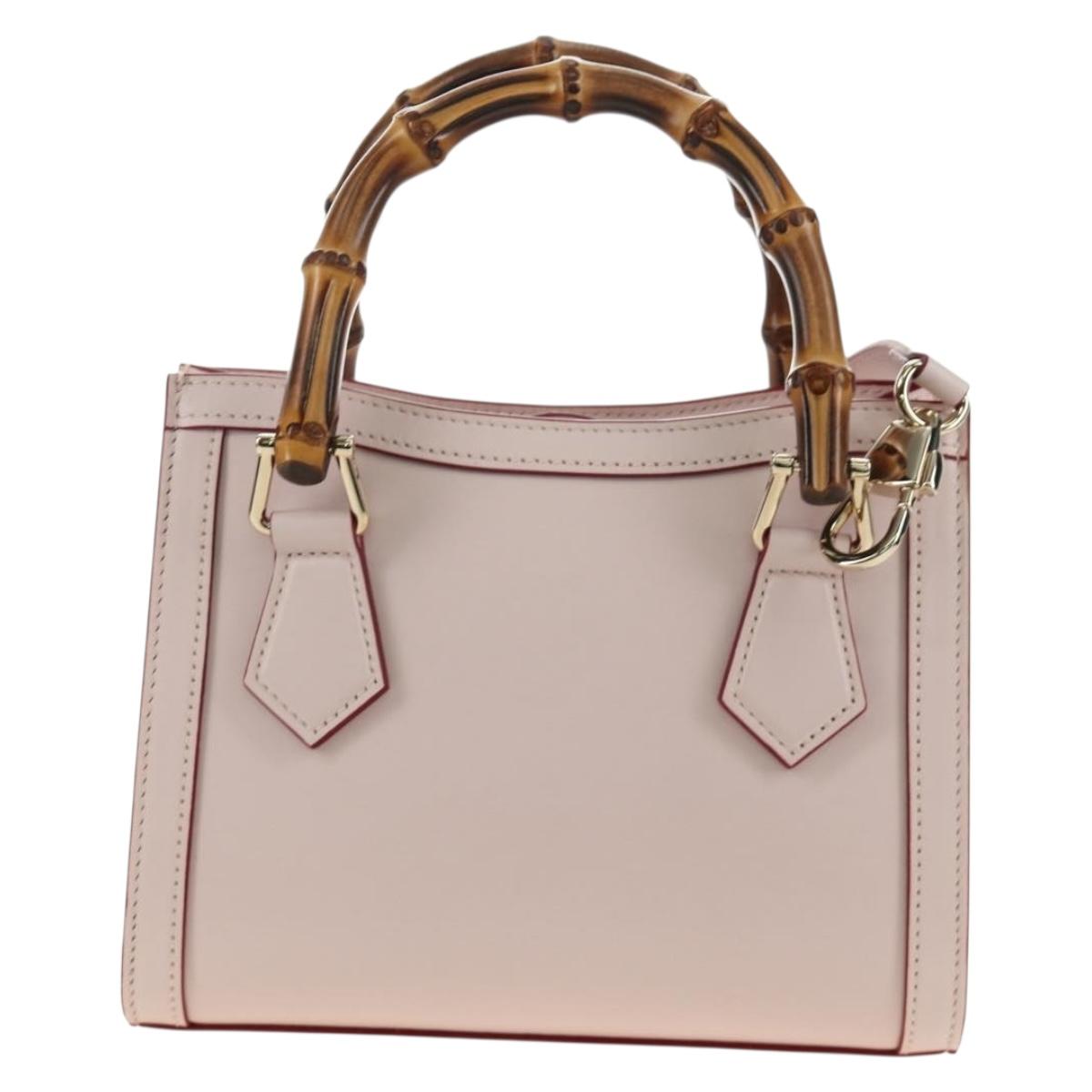 GUCCI Bamboo Hand Bag Leather 3way Pink Gold 841488 Auth 185846SM