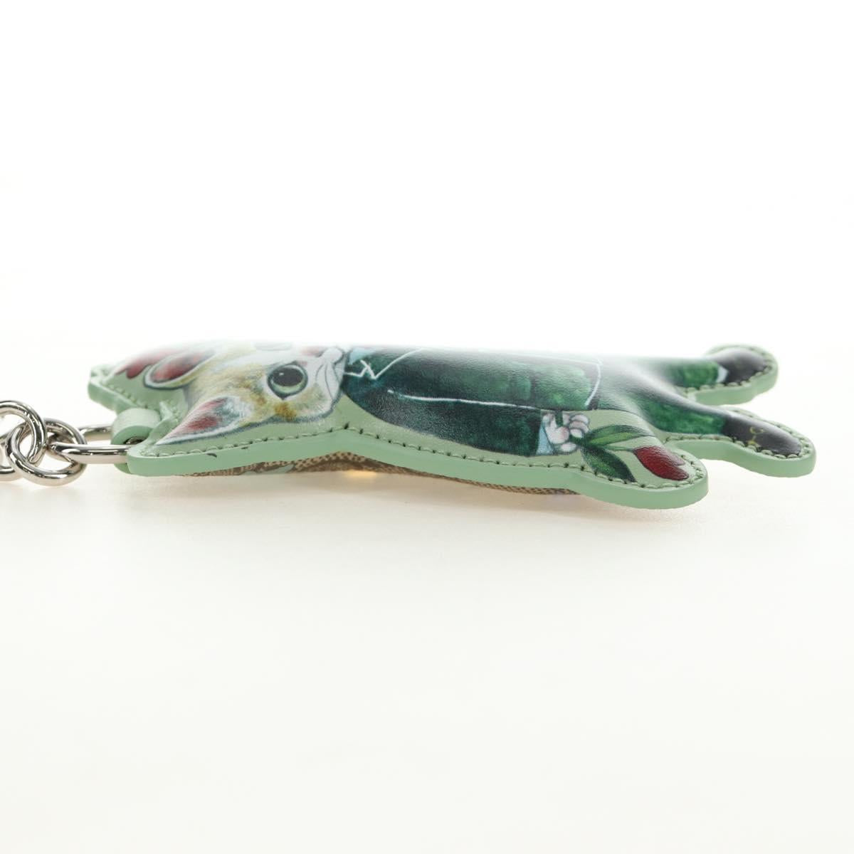 GUCCI GG Supreme Yuko Higuchi Boris Key Holder PVC Green Silver Auth 185847SM