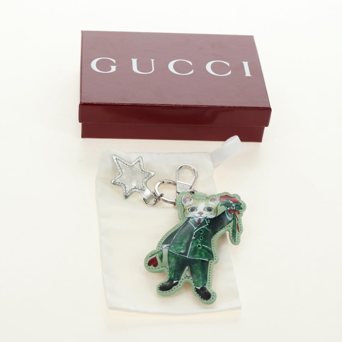 GUCCI GG Supreme Yuko Higuchi Boris Key Holder PVC Green Silver Auth 185847SM