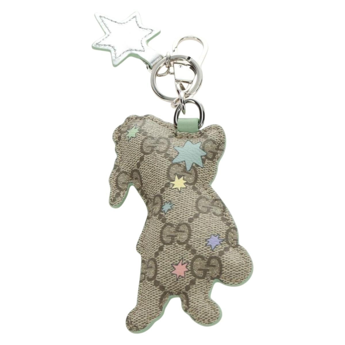 GUCCI GG Supreme Yuko Higuchi Boris Key Holder PVC Green Silver Auth 185847SM