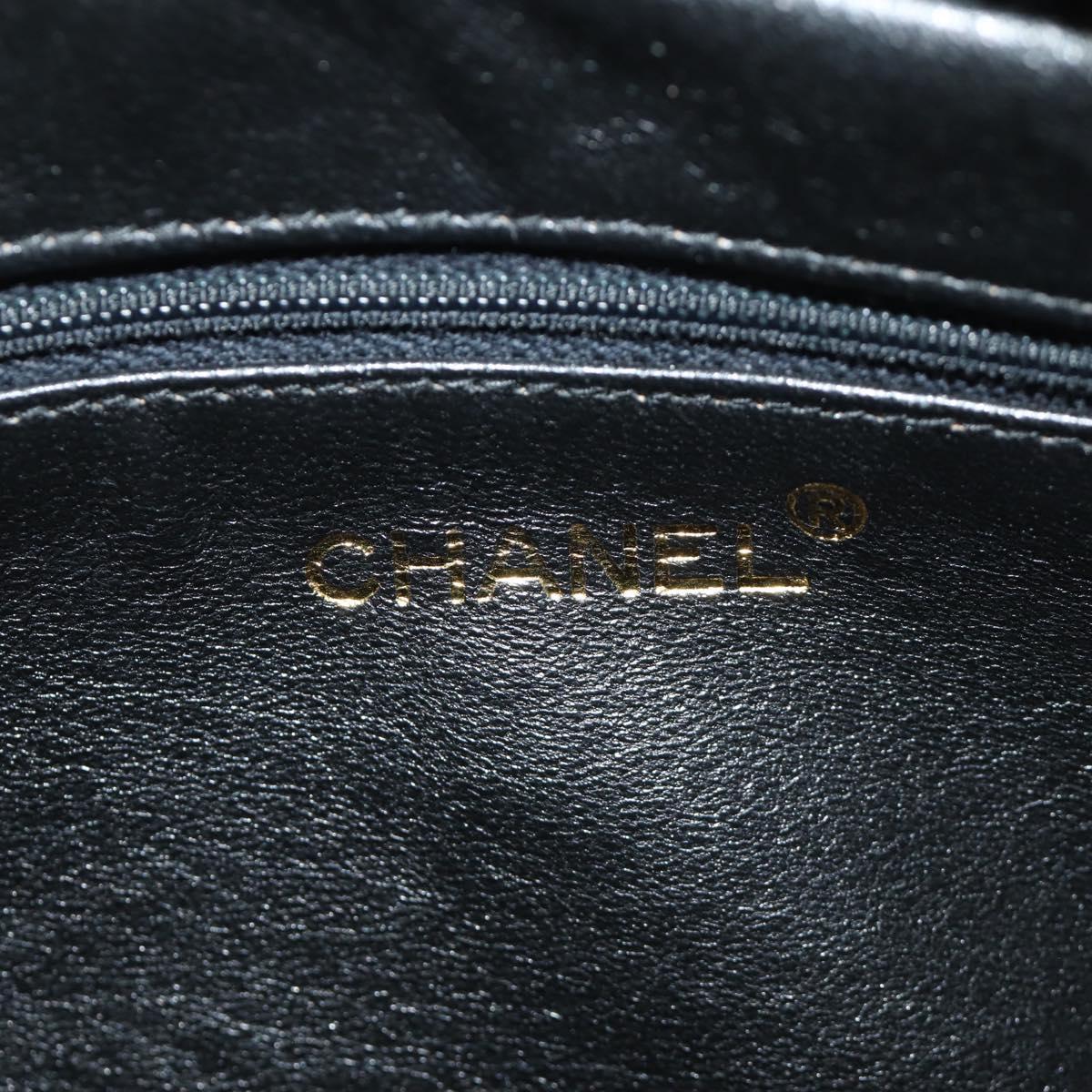 CHANEL Matelasse Chain Shoulder Bag Lamb Skin Gold Black CC Auth 185851SM