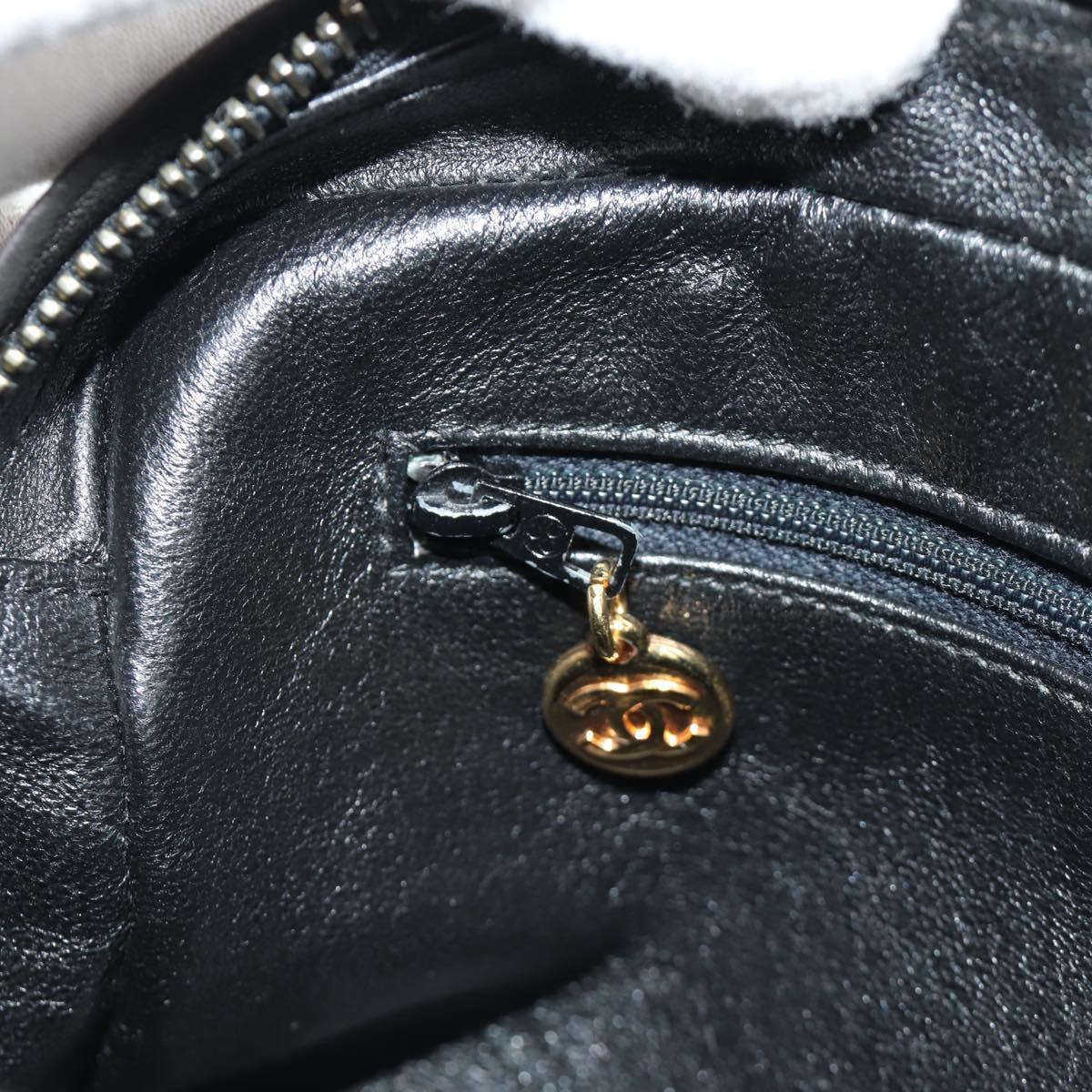 CHANEL Matelasse Chain Shoulder Bag Lamb Skin Gold Black CC Auth 185851SM