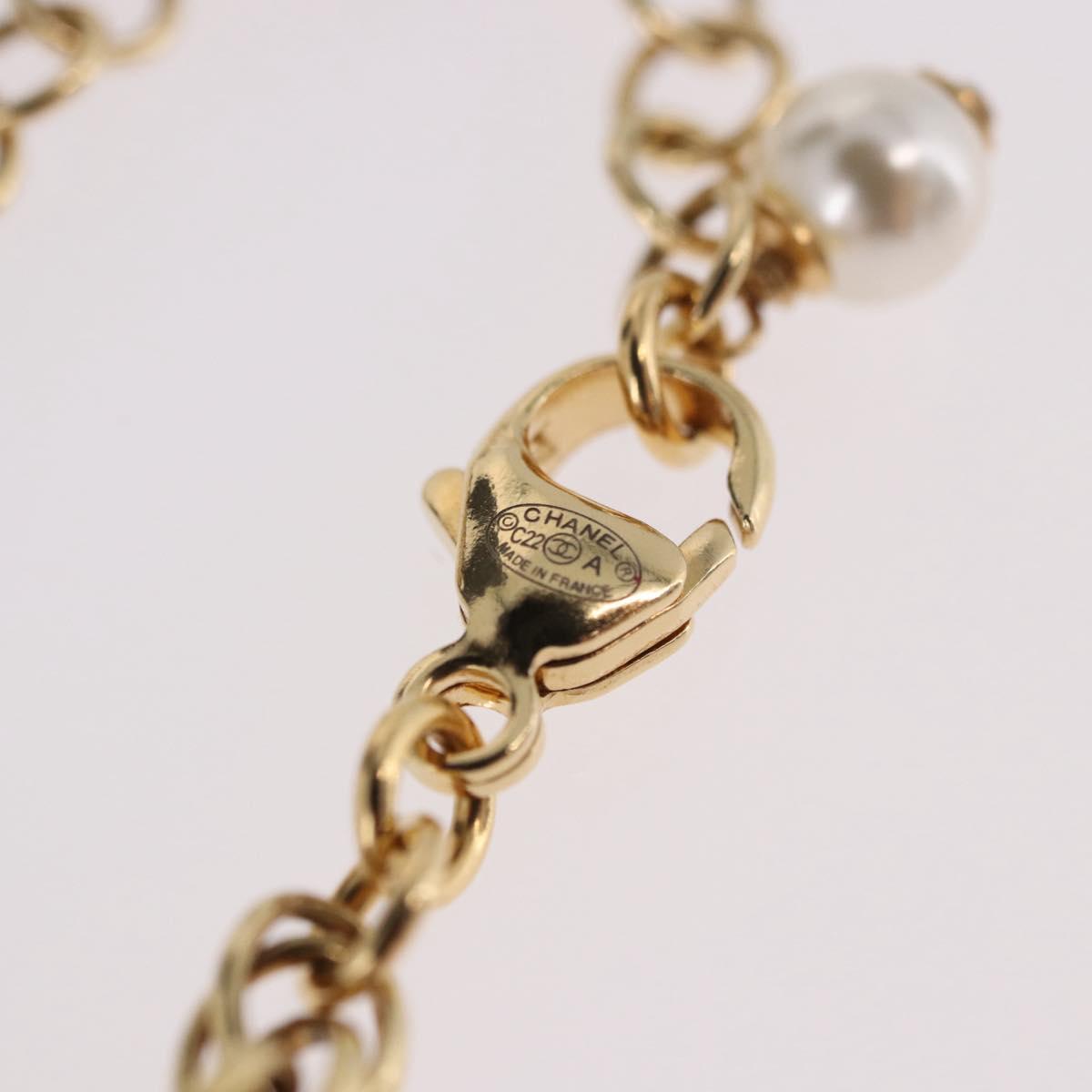 CHANEL Necklace metal Gold CC Auth 185852M