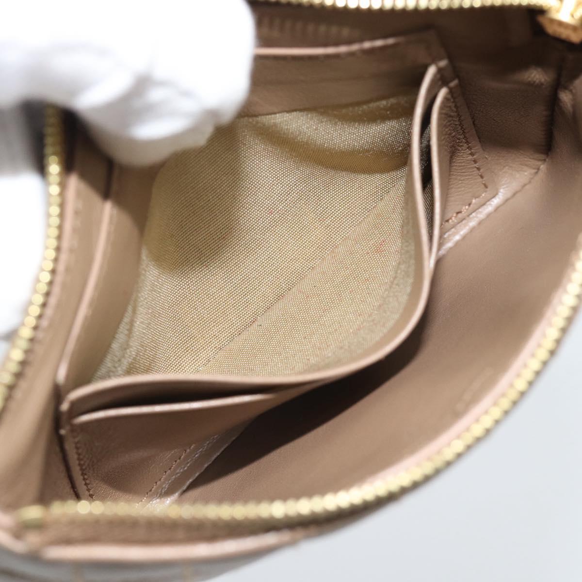 CELINE Coin Purse Leather Beige Gold Auth 185853V