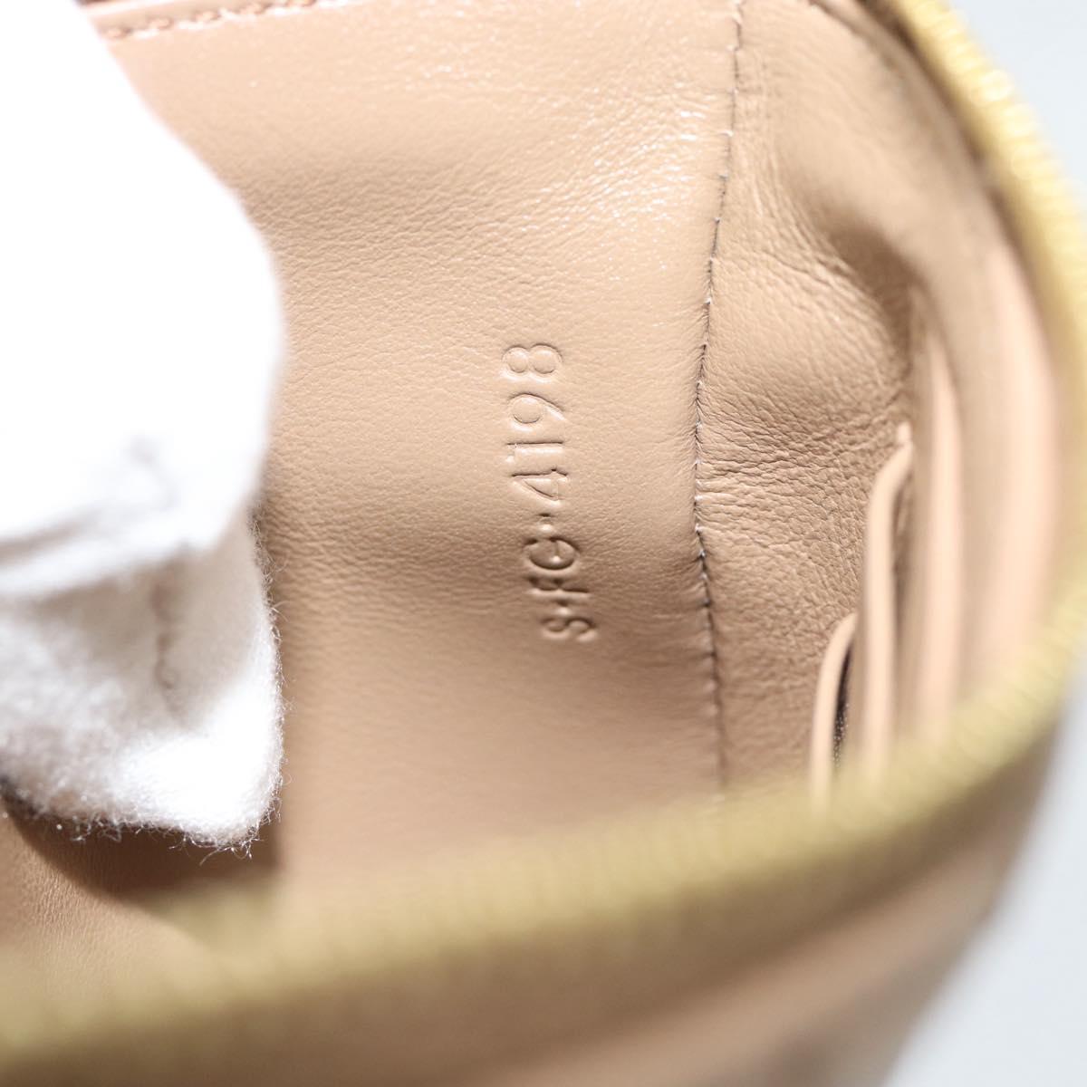 CELINE Coin Purse Leather Beige Gold Auth 185853V