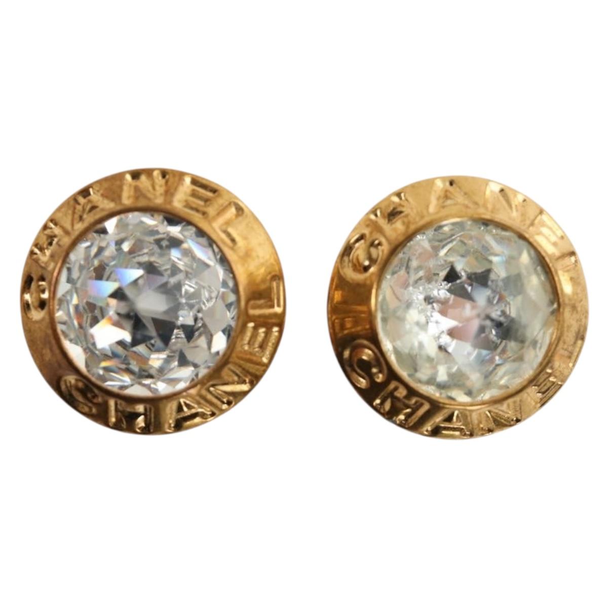CHANEL Earring metal Gold CC Auth 185854M