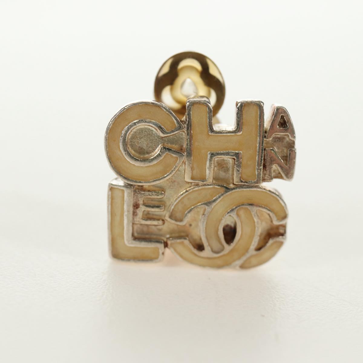 CHANEL Earring metal Beige CC Auth 185855M