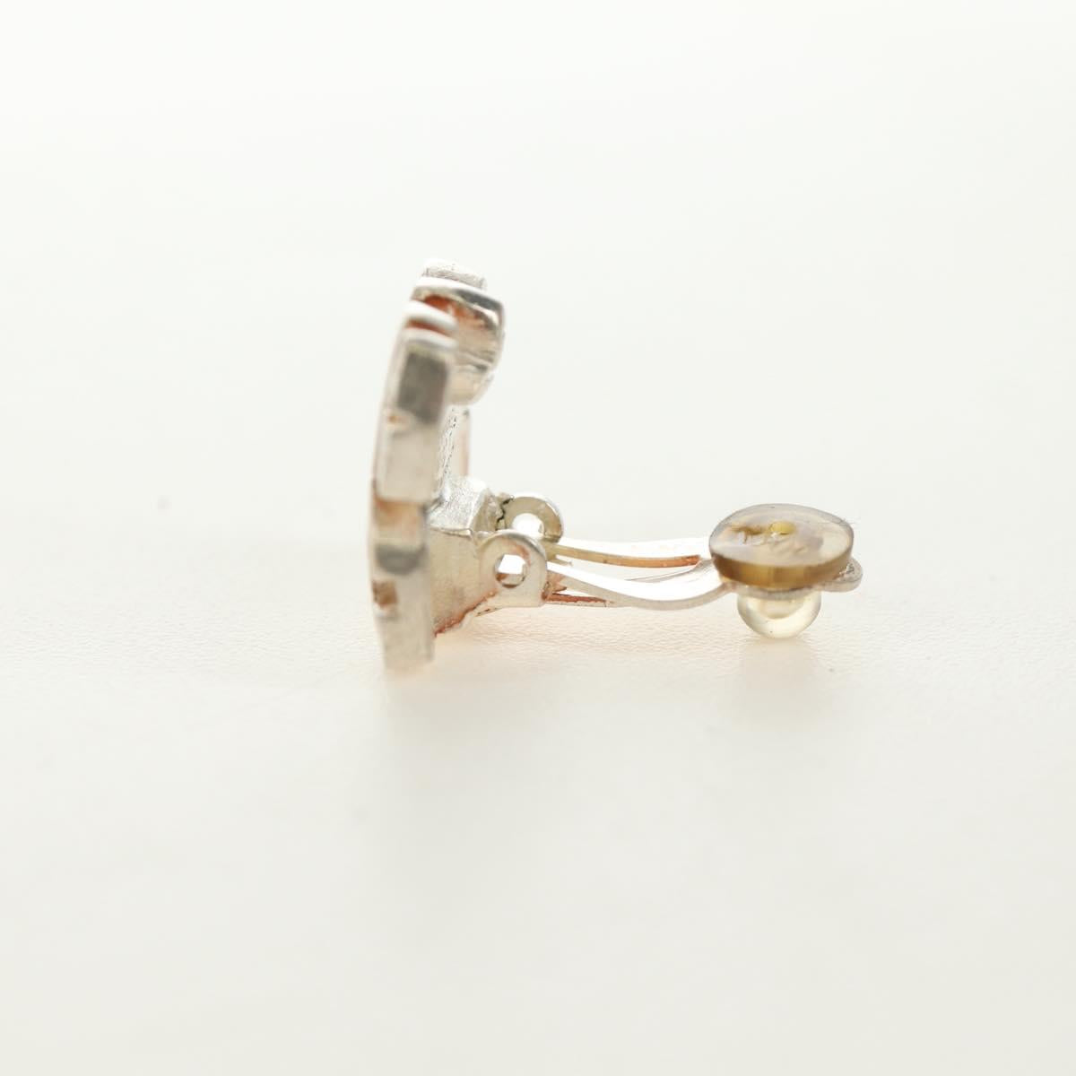 CHANEL Earring metal Beige CC Auth 185855M