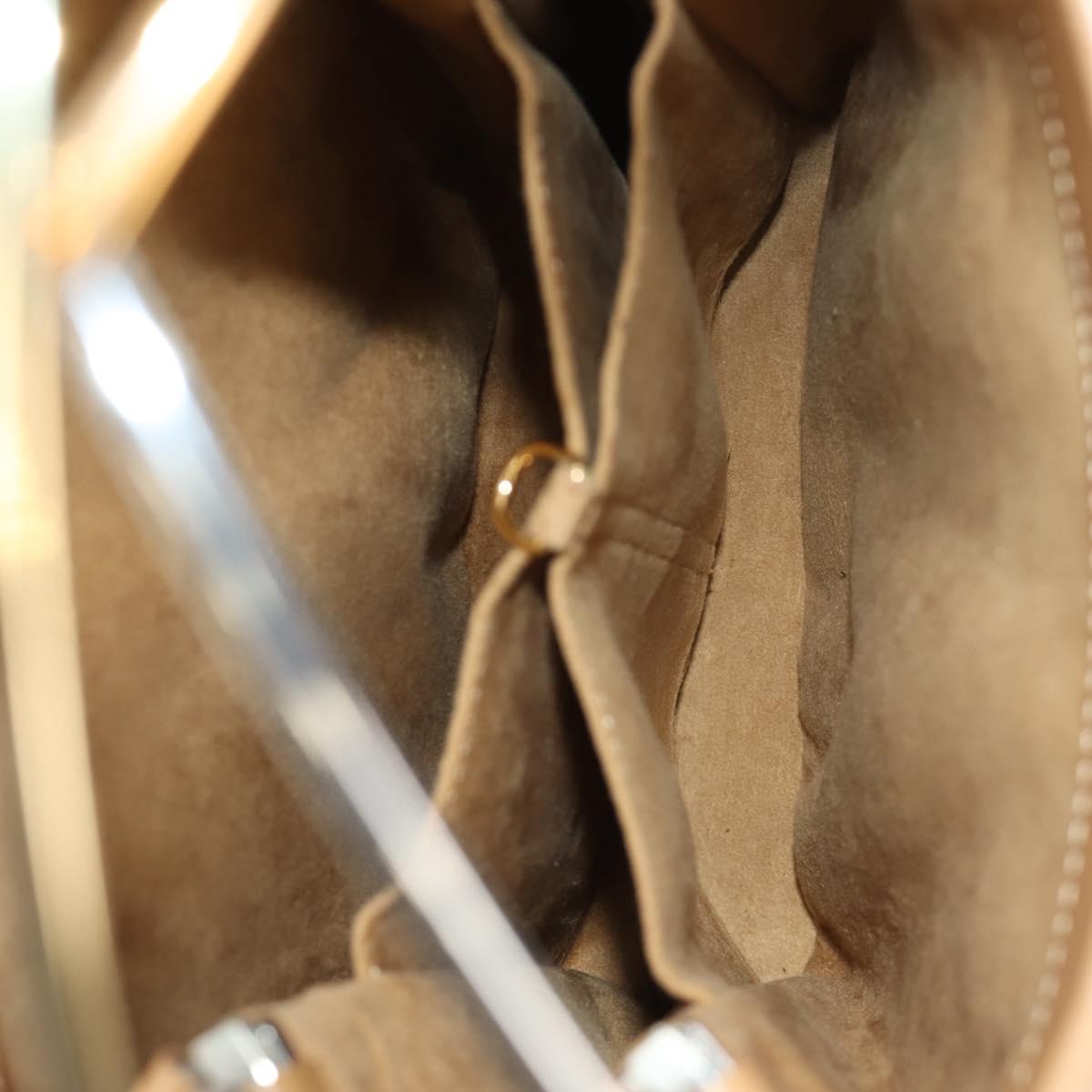 CARTIER Hand Bag Leather Beige Gold Auth 185857M