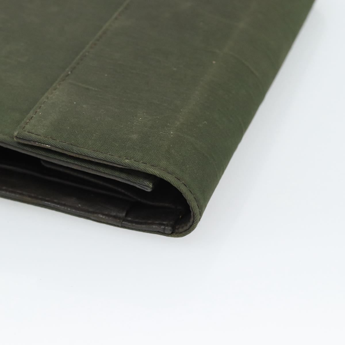 PRADA Agenda Day Planner Cover Nylon Khaki Silver Auth 185858
