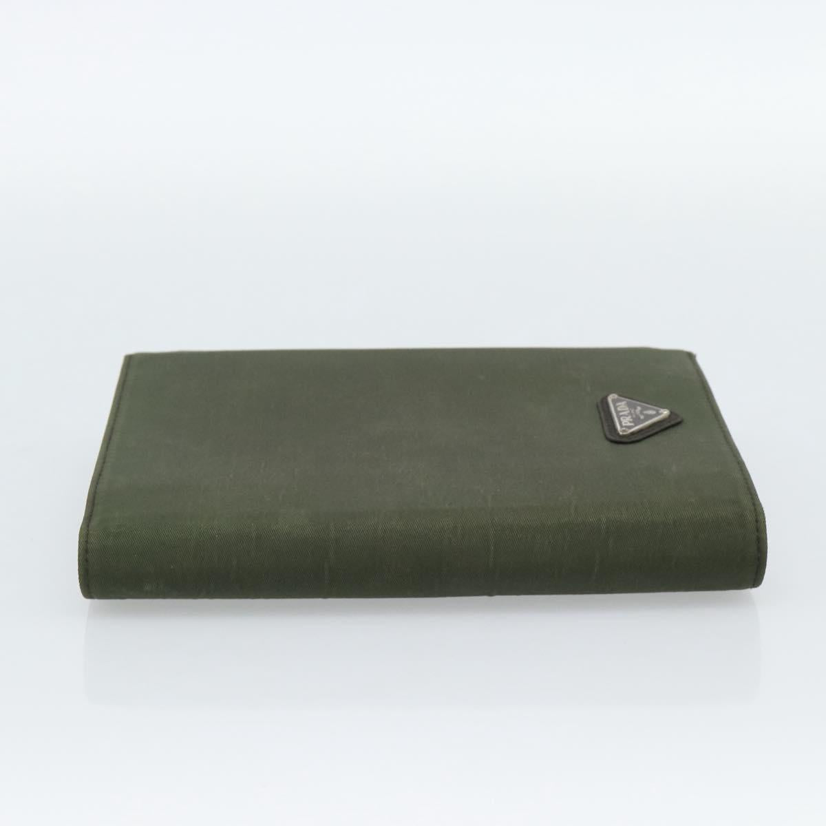 PRADA Agenda Day Planner Cover Nylon Khaki Silver Auth 185858