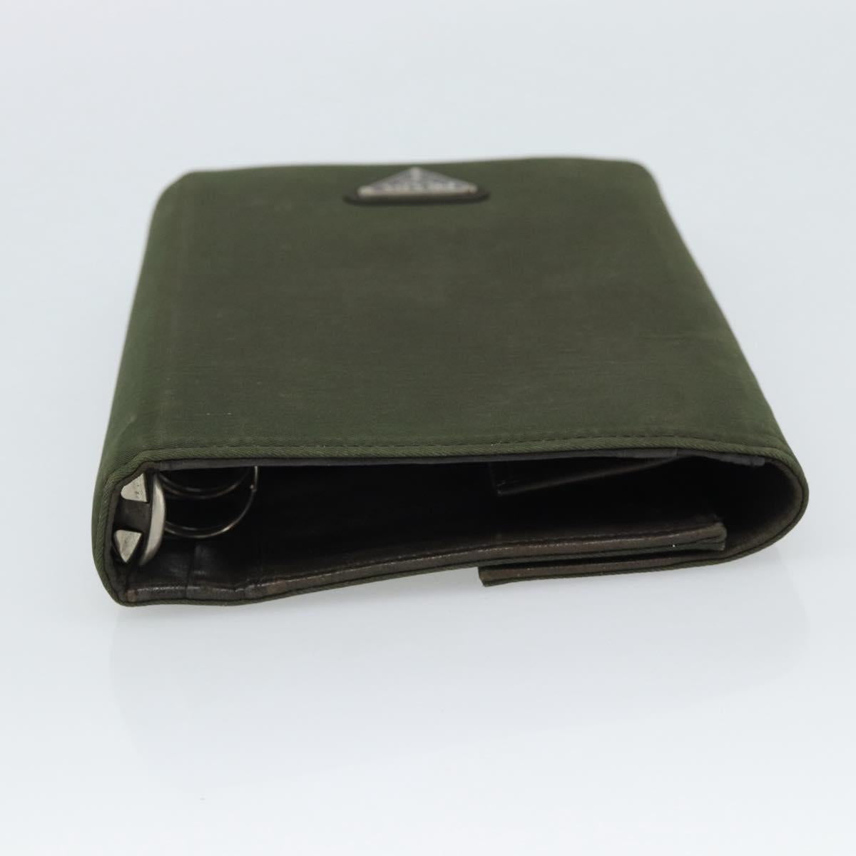 PRADA Agenda Day Planner Cover Nylon Khaki Silver Auth 185858