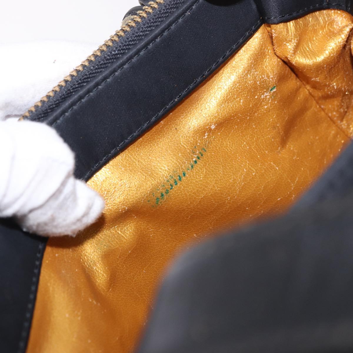 VERSACE Shoulder Bag Nylon Black Gold Auth 185860