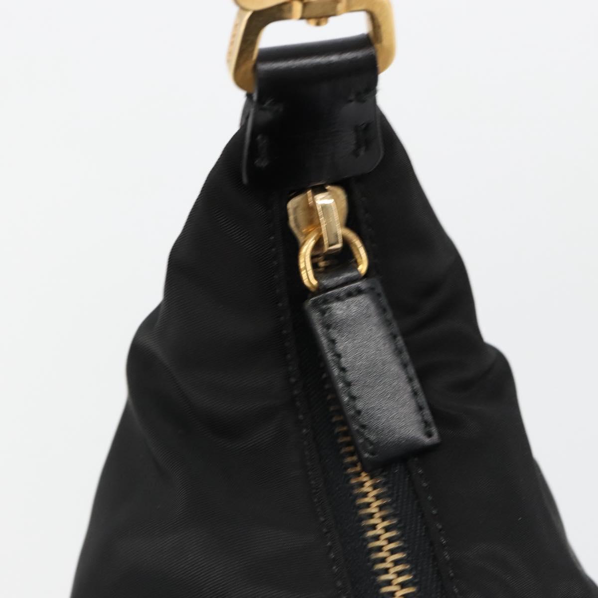 PRADA Shoulder Bag Nylon Black Gold Auth 185861V