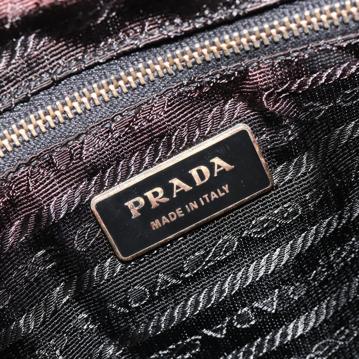 PRADA Shoulder Bag Nylon Black Gold Auth 185861V