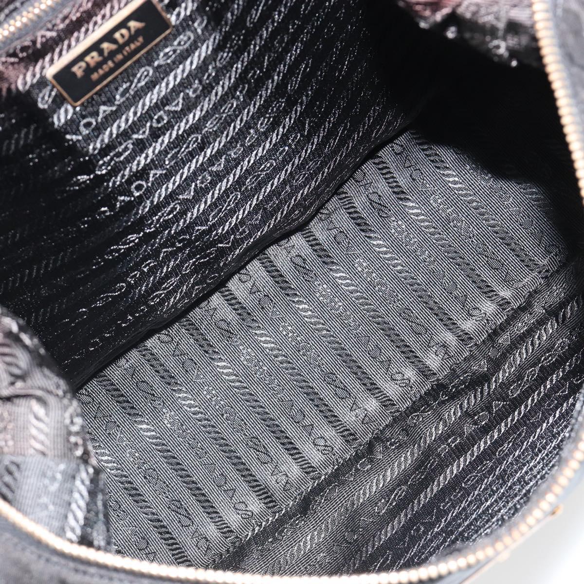 PRADA Shoulder Bag Nylon Black Gold Auth 185861V