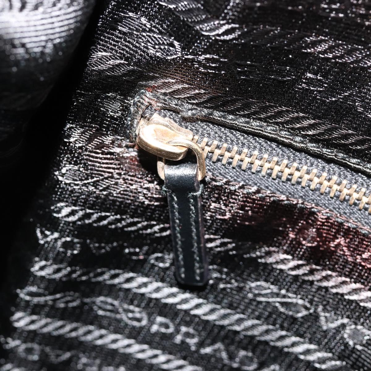 PRADA Shoulder Bag Nylon Black Gold Auth 185861V
