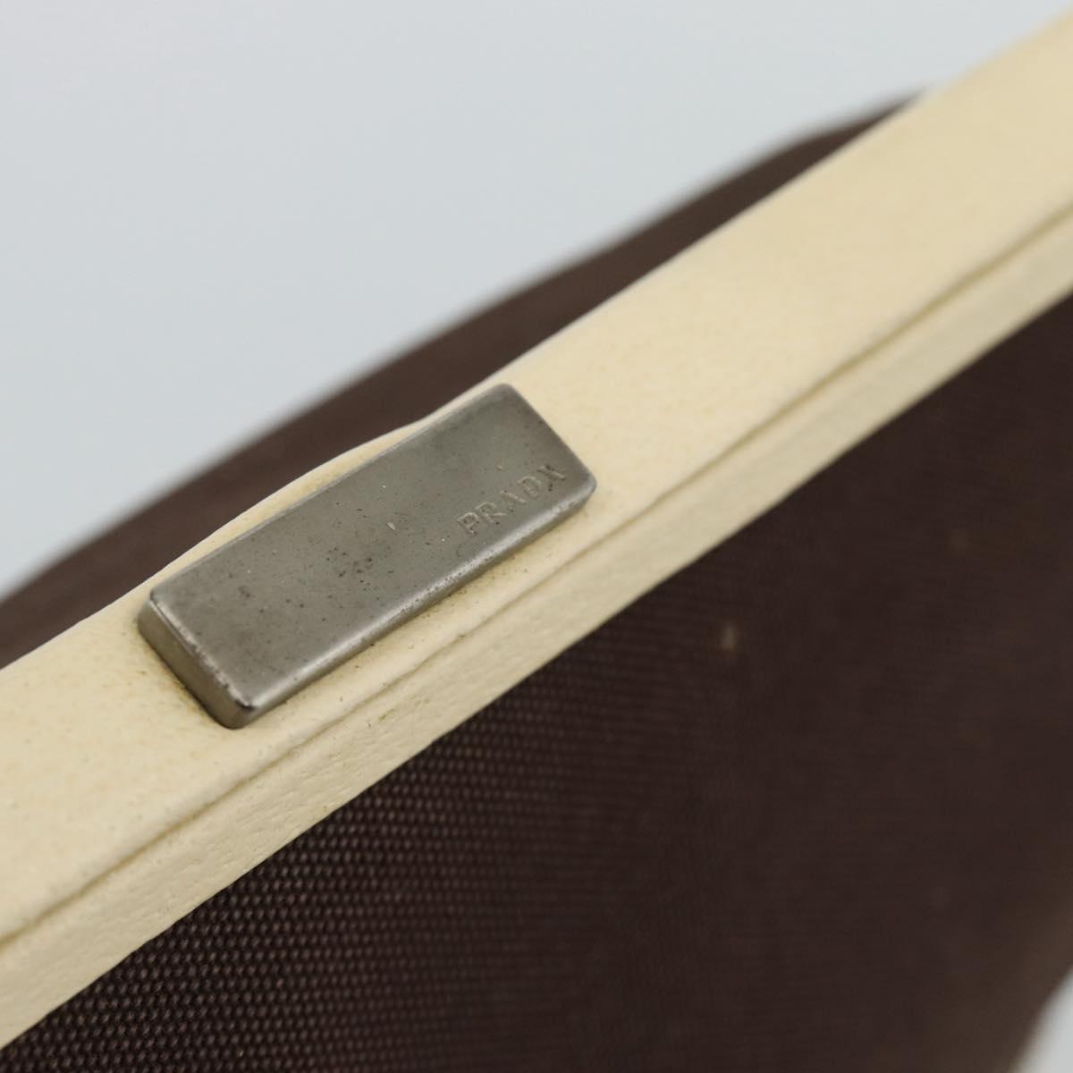 PRADA Hand Bag Canvas Brown Auth 185862